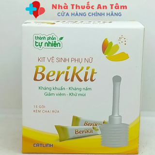 Bộ thụt rửa vệ sinh phụ nữ Berikit Cát Linh hộp gồm 15 gói muối pha kèm