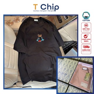 (Full Box) Áo thun tay lỡ form rộng TChip Mã H245 - Áo thun nam nữ cổ tròn unisex nhiều màu lựa chọn Oversize in hình
