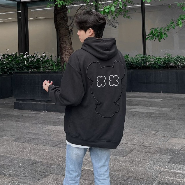 Áo hoodie zip nam nữ local brand bigsize form rộng chất nỉ chân cua dày dặn cặp đôi unisex Pandax big bear màu đen