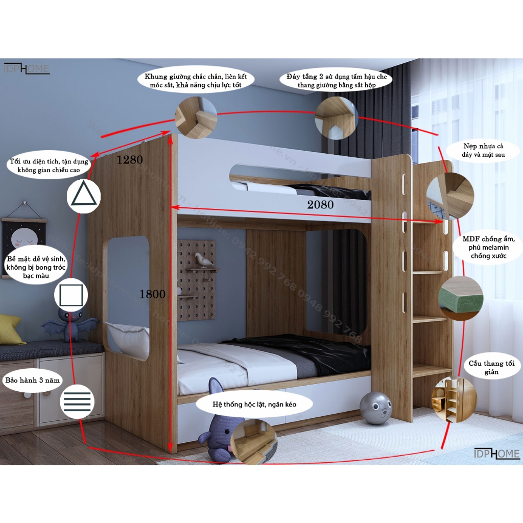 Giường 2 tầng đẹp GT6811