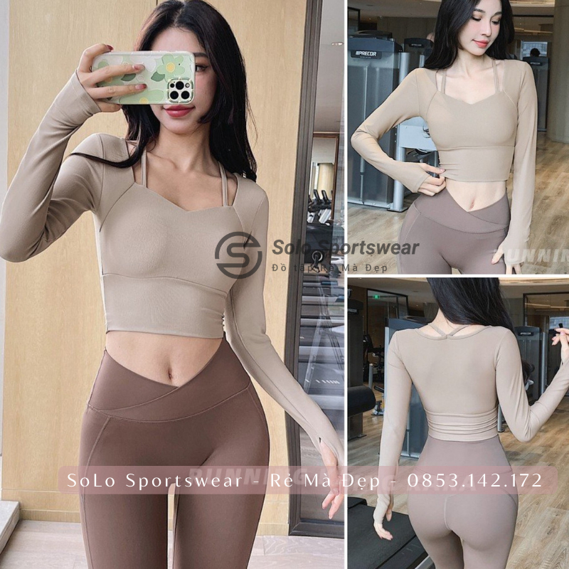 Áo Tập Gym Yoga Ôm Body Dài Tay Thể Thao 𝐂𝐎́ 𝐌𝐔́𝐓 Thun Poly Gân Mềm Siêu Thoáng Mát 𝙎𝙤𝙡𝙤 𝙎𝙥𝙤𝙧𝙩𝙨𝙬𝙚𝙖𝙧 156