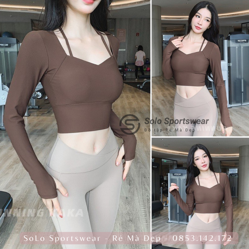 Áo Tập Gym Yoga Ôm Body Dài Tay Thể Thao 𝐂𝐎́ 𝐌𝐔́𝐓 Thun Poly Gân Mềm Siêu Thoáng Mát 𝙎𝙤𝙡𝙤 𝙎𝙥𝙤𝙧𝙩𝙨𝙬𝙚𝙖𝙧 156