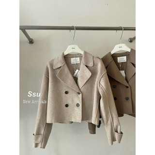 Áo Khoác Nữ cổ vest chất Dạ Ép lông thỏ mềm dáng crotop Hàng QC