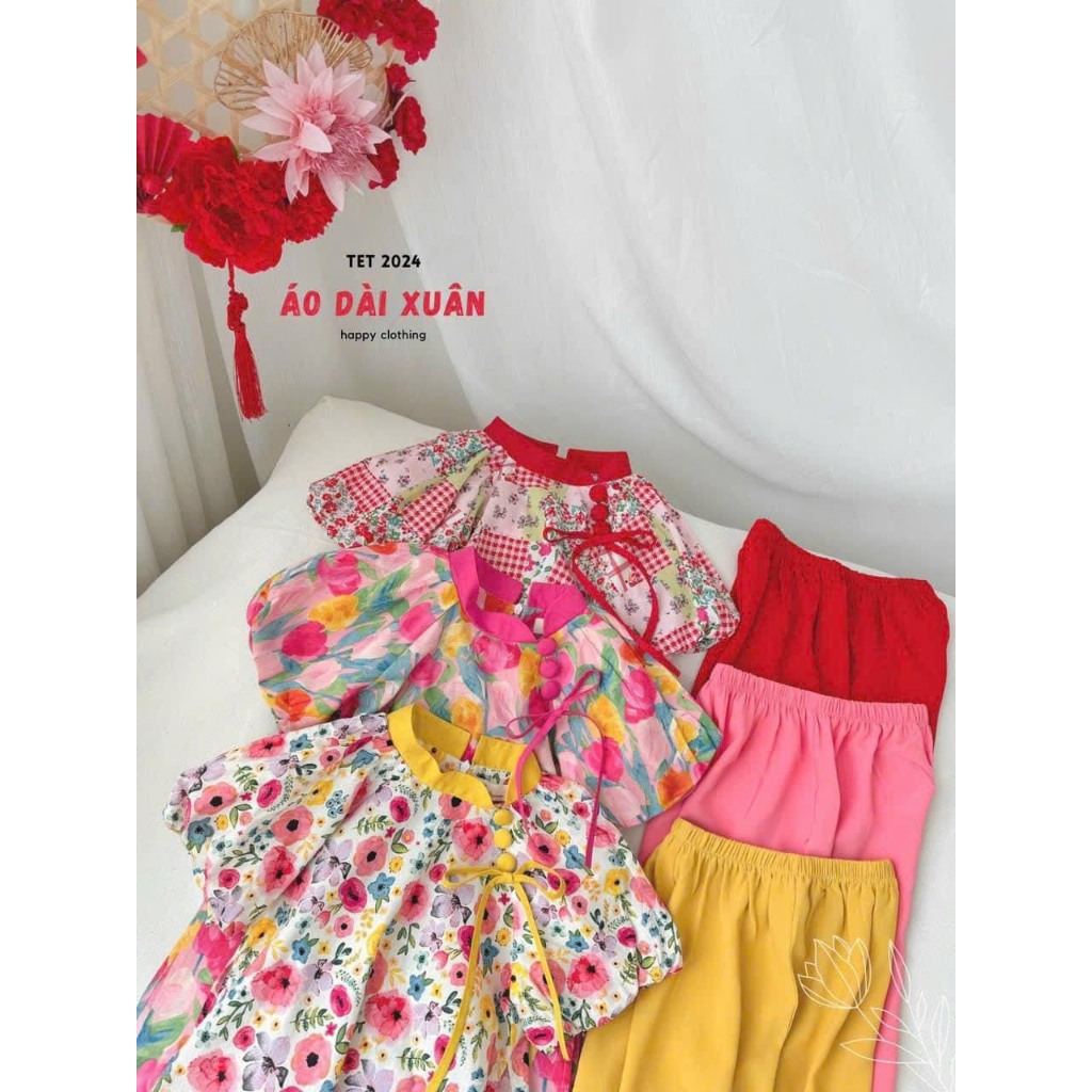 Sét áo dài hoa nhí cho bé gái
