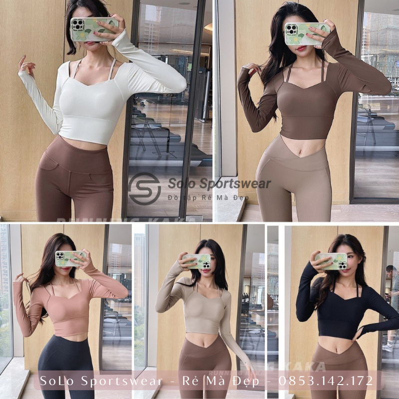 Áo Tập Gym Yoga Ôm Body Dài Tay Thể Thao 𝐂𝐎́ 𝐌𝐔́𝐓 Thun Poly Gân Mềm Siêu Thoáng Mát 𝙎𝙤𝙡𝙤 𝙎𝙥𝙤𝙧𝙩𝙨𝙬𝙚𝙖𝙧 156