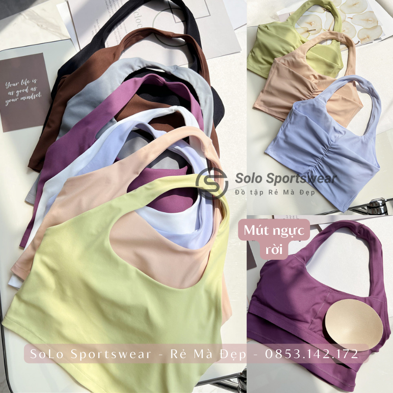 Áo Tập Gym Yoga Bra Hai Dây Cổ Yếm ❤️𝐂𝐎́ 𝐌𝐔́𝐓❤️Thể Thao Thun Poly Mịn Mềm Thoáng Mát 𝙎𝙤𝙡𝙤 𝙎𝙥𝙤𝙧𝙩𝙨𝙬𝙚𝙖𝙧 146