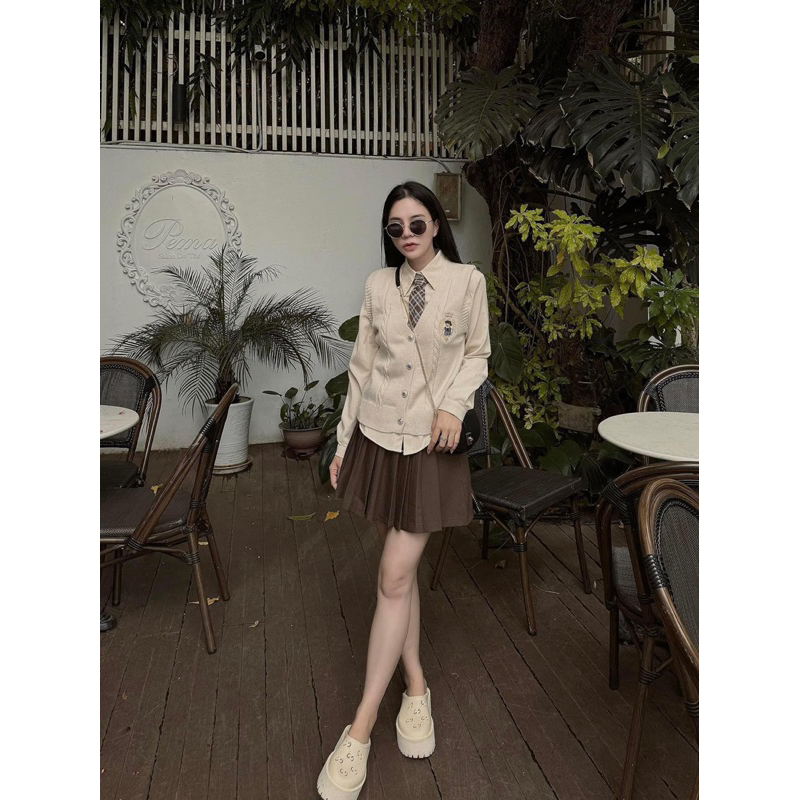 Áo Gile Gấu Teddy Len Co Giãn