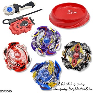 Bộ 4 Con quay BeyBlade + 2 Tay cầm - Con quay vòng xoay thần tốc