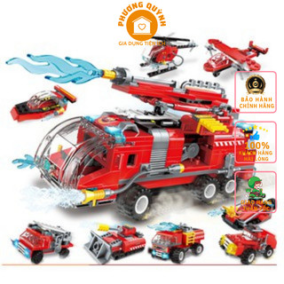 Bộ đồ chơi lắp ghép xếp hình 8 món 1805 mô hình xe cứu hỏa, quà tặng cho bé