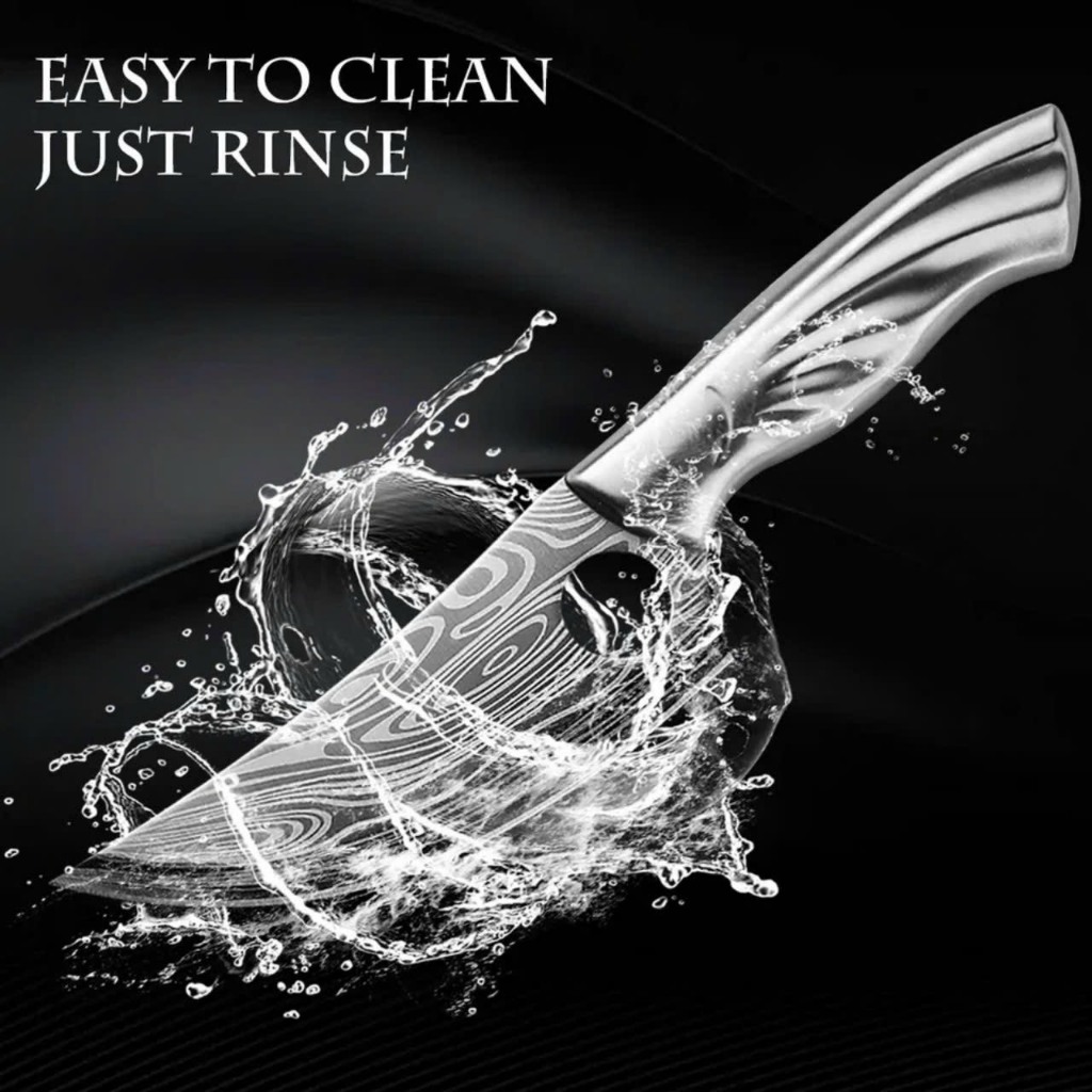 Dao cắt thái đa năng cán inox có vân dao cao cấp tặng kèm vỏ da