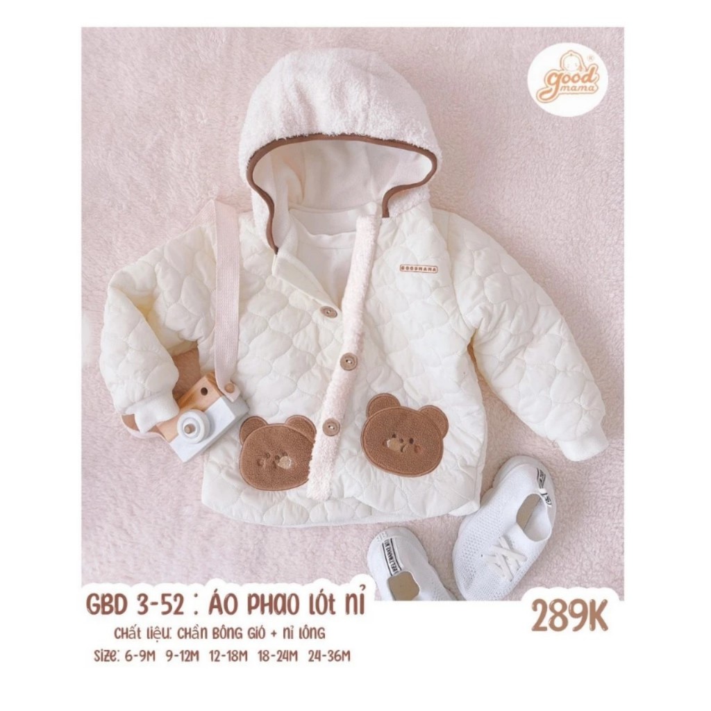 ÁO KHOÁC TRẦN BÔNG LÓT NỈ CHO BÉ Bộ quần áo dài tay cho bé từ 6 tháng đến 3 tuổi