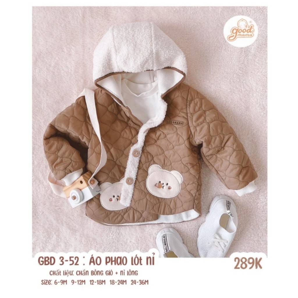 ÁO KHOÁC TRẦN BÔNG LÓT NỈ CHO BÉ Bộ quần áo dài tay cho bé từ 6 tháng đến 3 tuổi