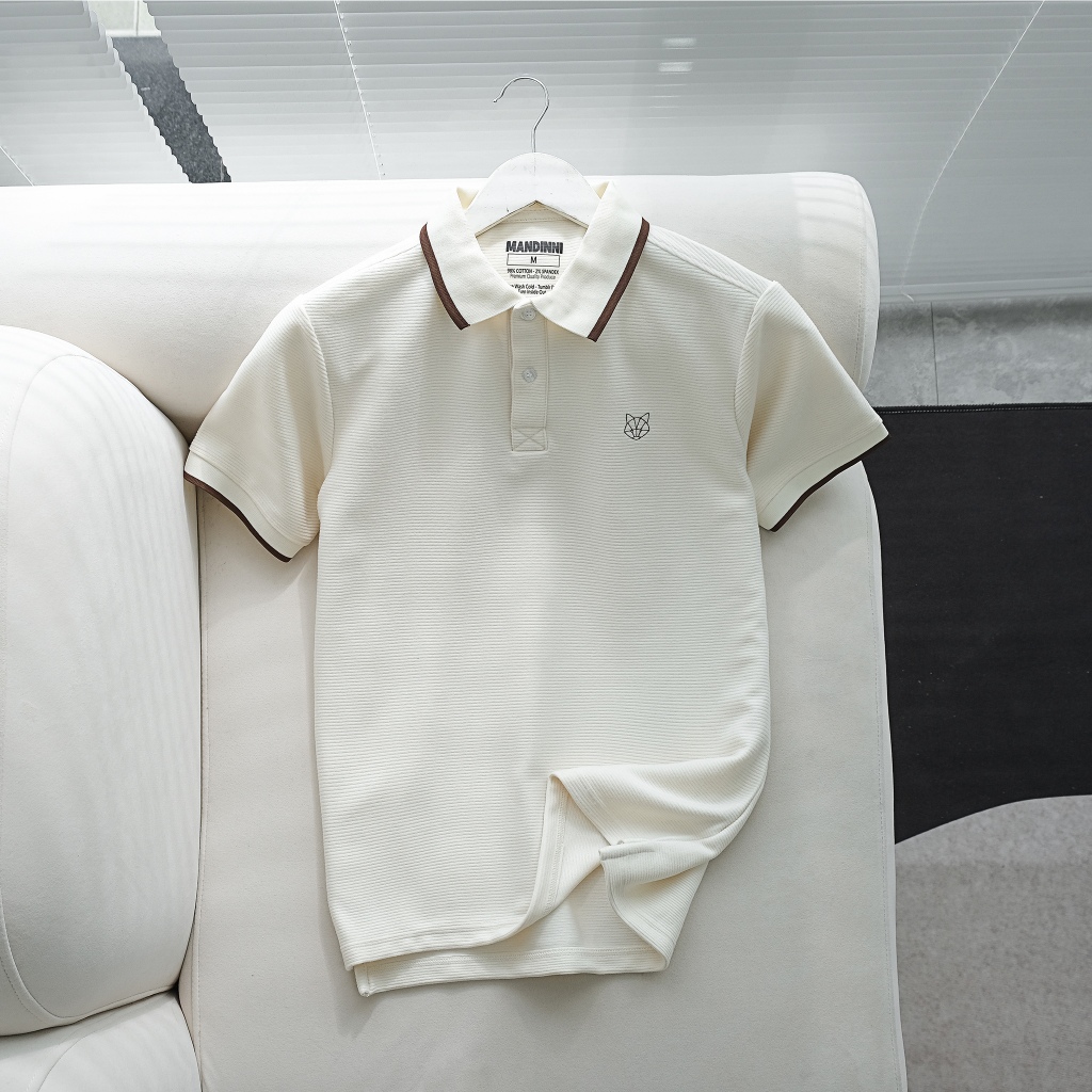 Áo Thun Nam Cao Cấp Polo FOX " màu cream " Cổ Bẻ MANDINNI
