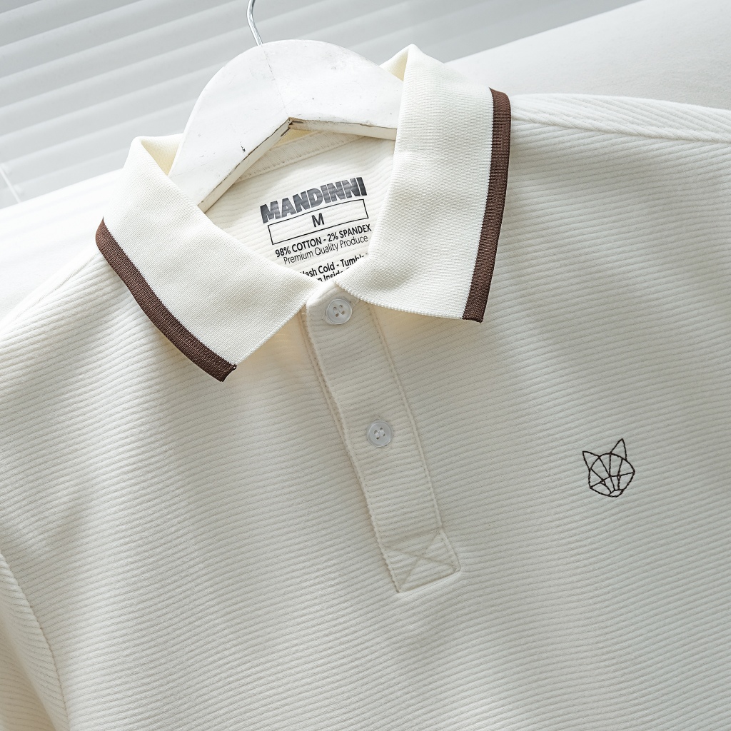 Áo Thun Nam Cao Cấp Polo FOX " màu cream " Cổ Bẻ MANDINNI