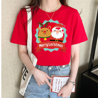  Áo Thun Nữ In Hình NOEL Áo Thun Nữ Cotton In Hình Giáng Sinh Thời Trang 