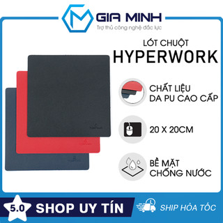 Lót chuột hyperwork 20x20cm - chất liệu da pu cao cấp - bề mặt chống nước - hàng chính hãng