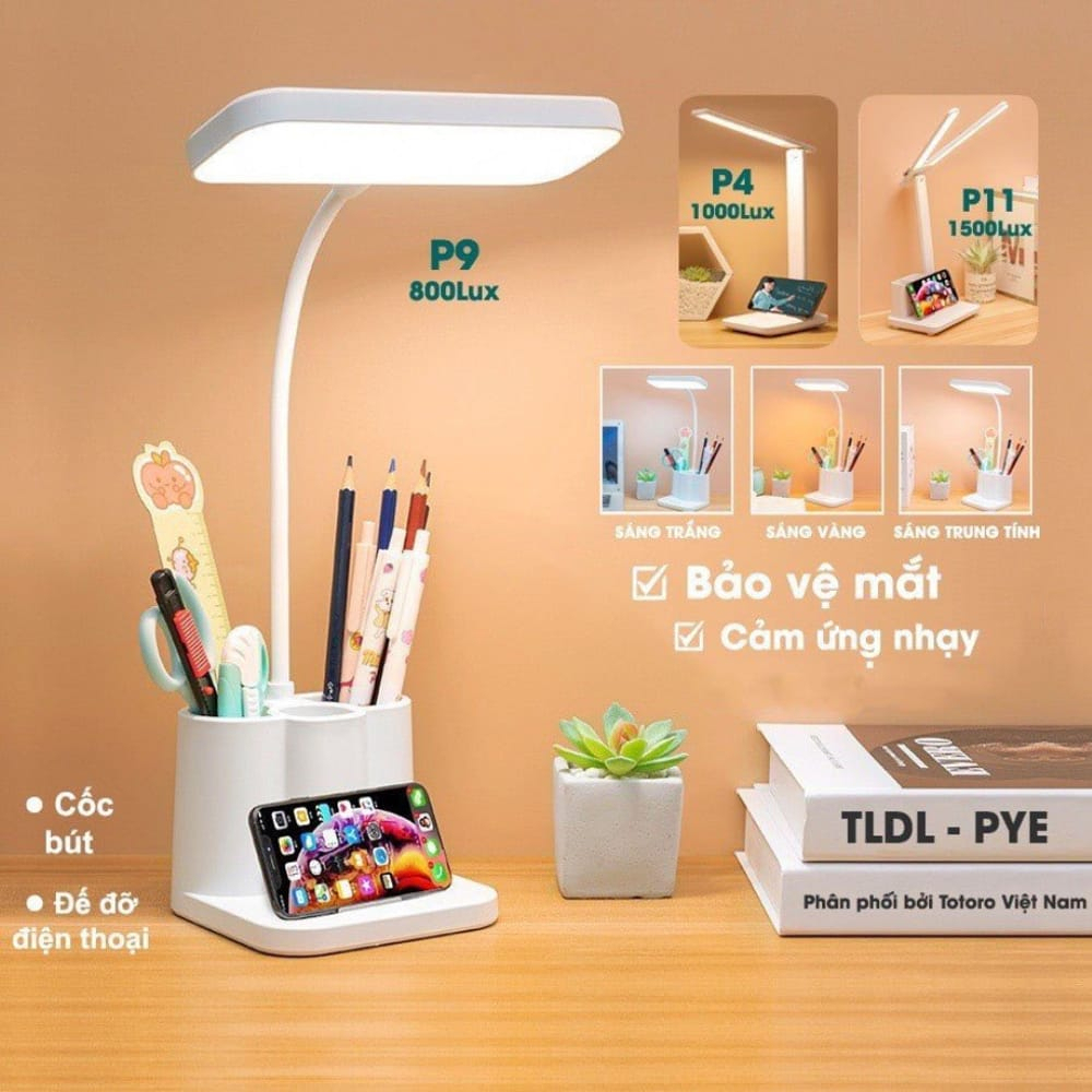 Đèn học chống cận, đèn đọc sách decor để bàn sạc pin cảm ứng 3 chế độ ánh sáng tùy chỉnh bảo vệ mắt, bảo hành 12 tháng