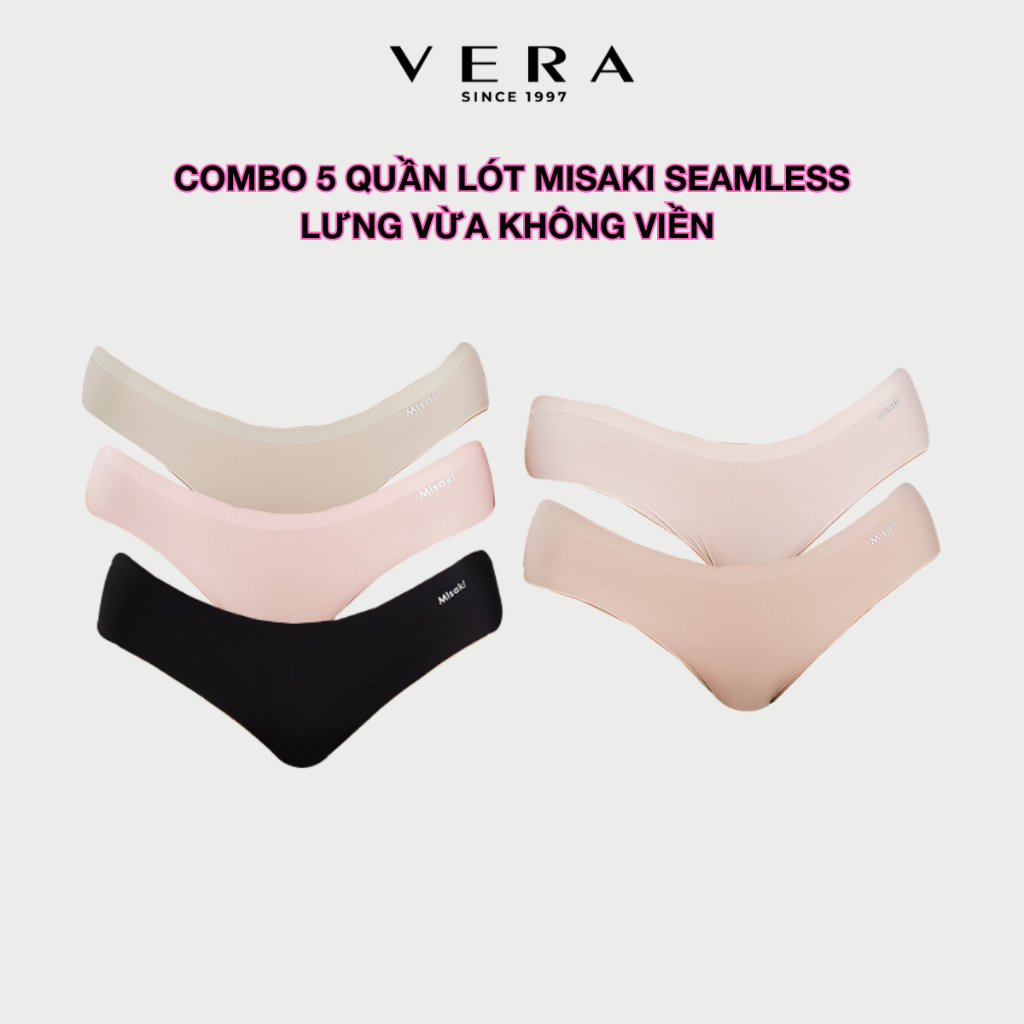 Combo 5 Quần lót Misaki seamless lưng vừa không viền hạn chế lộ hàng, thoải mái - M1018