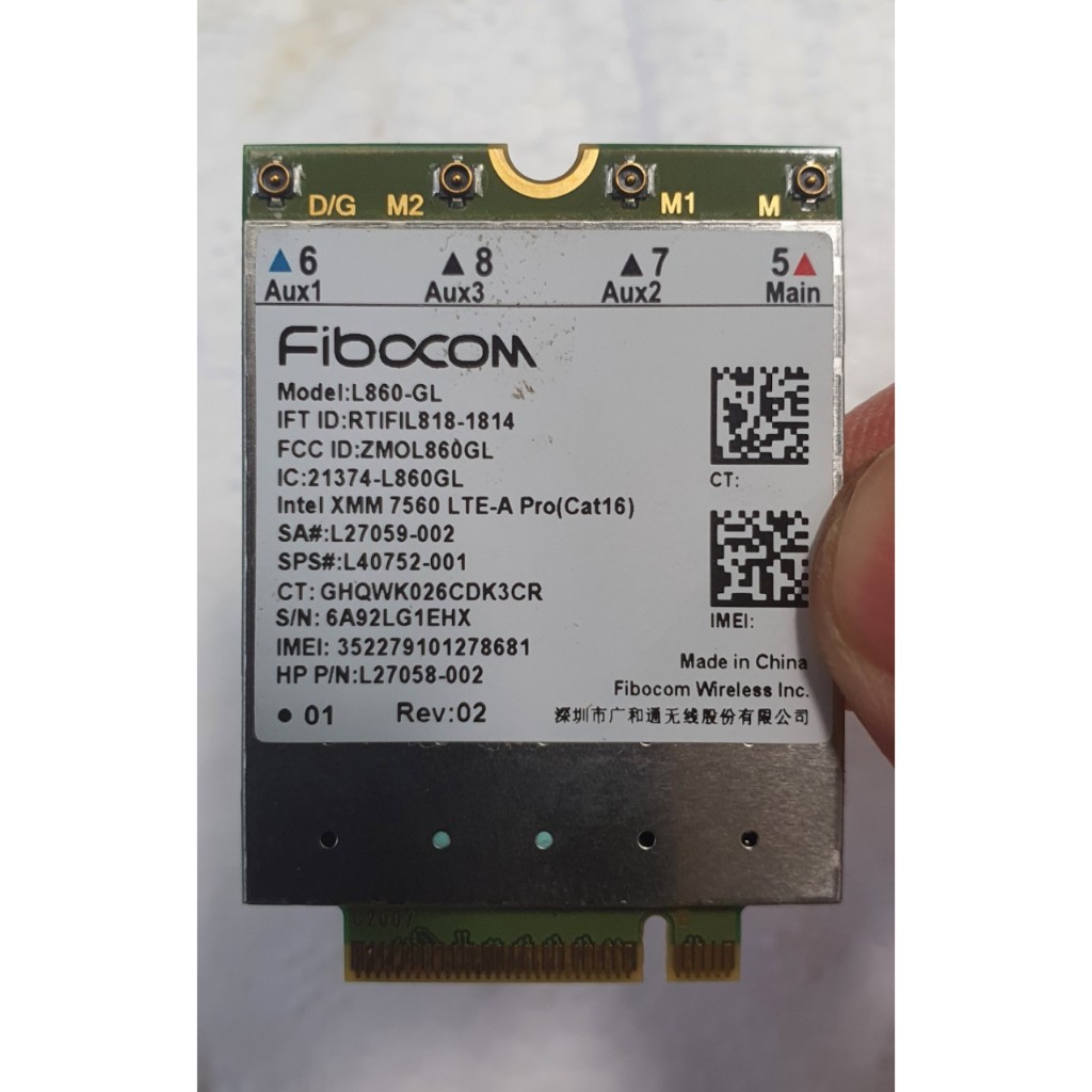 Card WWAN 4G Fibocom L860-GL intel XMM 7560 LTE-A Pro  - dùng cho HP 830 G6,840 G6, HP Elite X2 G4