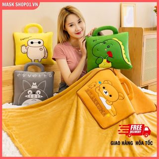 Bộ chăn gối gấp gọn văn phòng,bộ mềm gối gấp gọn đa năng dành cho học tập du lịch