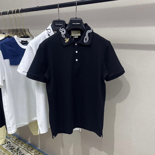 Áo polo nam cổ bẻ cotton gai thêu hình rắn ong vàng quanh cổ dáng đơn giản basic PL06P