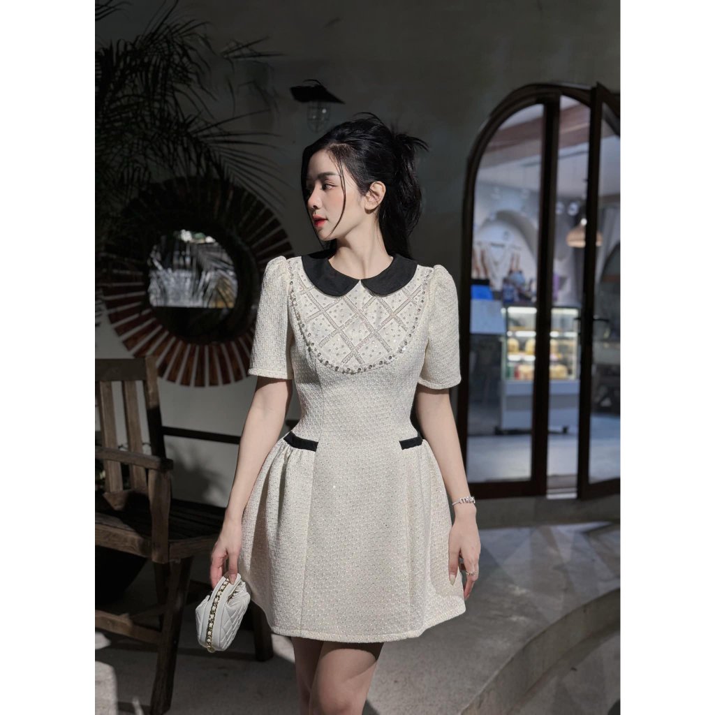 Đầm Tiểu Thư Dáng Ngắn Váy Đẹp Sang Chảnh Chất Dạ_LERIN V493