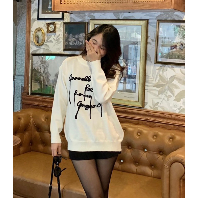 ÁO LEN CHỮ 2 MÀU ĐEN, TRẮNG