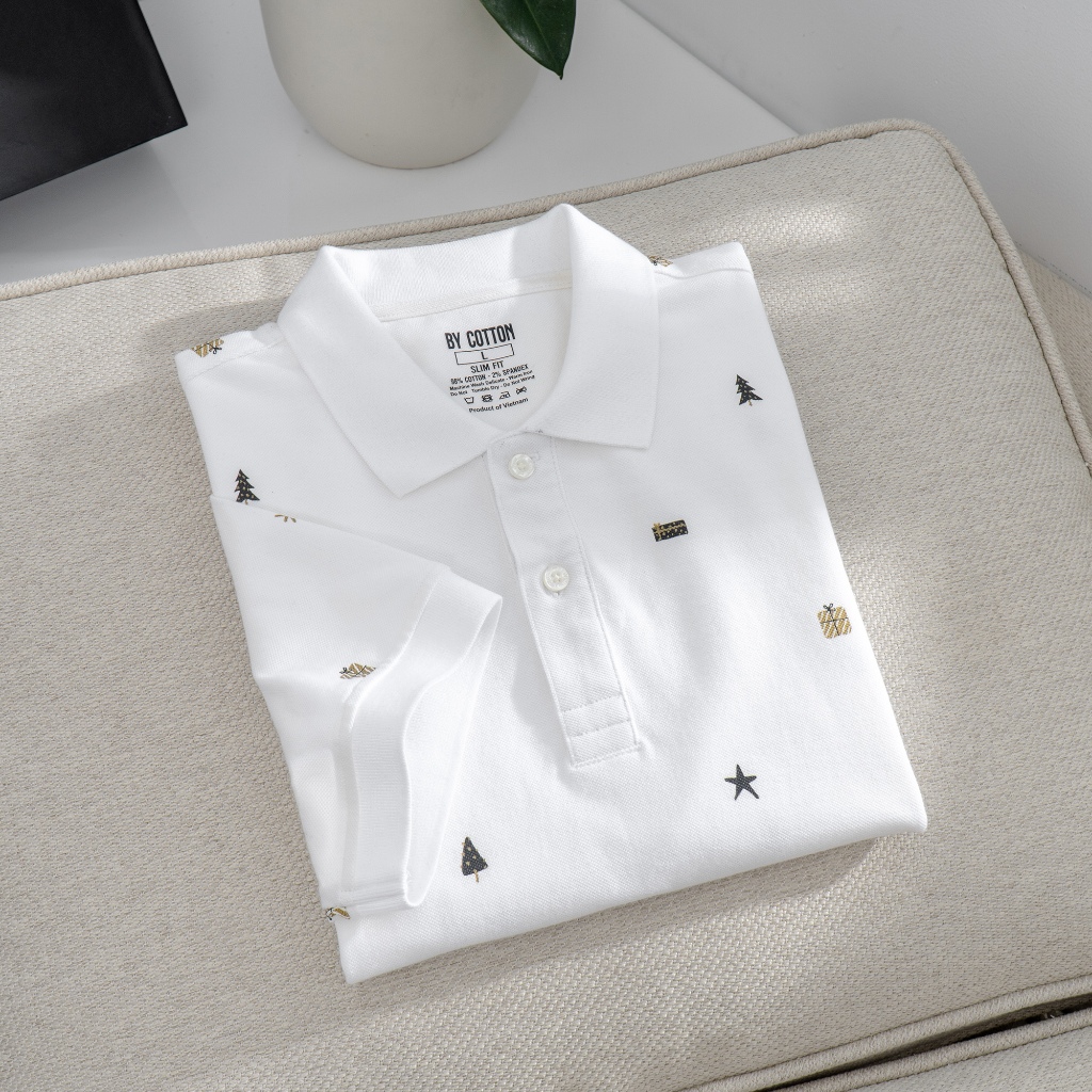 Áo Thun Nam Cao Cấp Polo In Icon Christmas BY COTTON NEW 2023