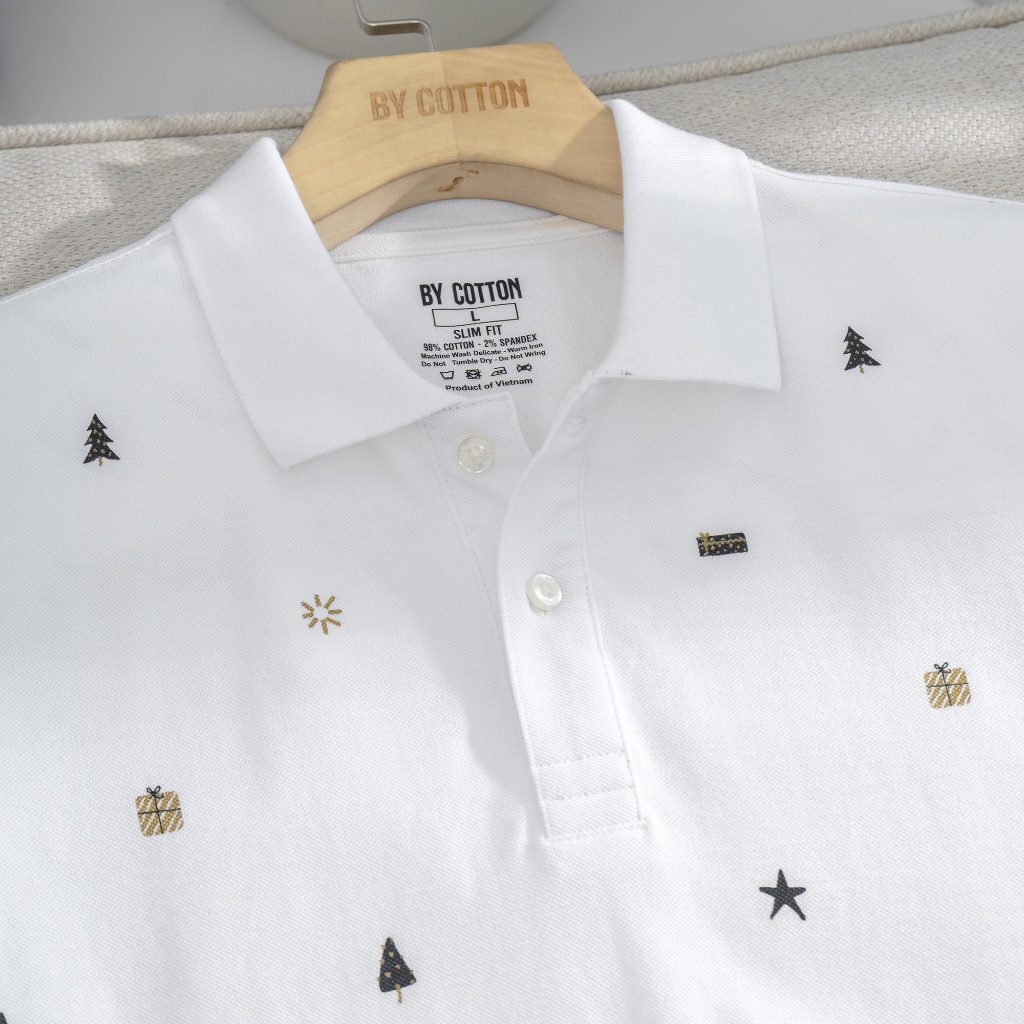 Áo Thun Nam Cao Cấp Polo In Icon Christmas BY COTTON NEW 2023