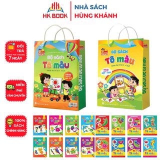 Sách - Combo 16 Cuốn Bé tô màu nhiều chủ đề song ngữ Việt Anh cho trẻ từ 3-4 tuổi và 5-6 tuổi (2 bộ - 16 cuốn) - V CB 13