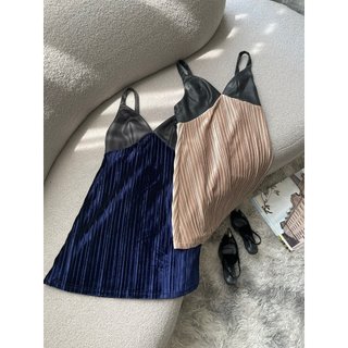 Đầm Nhung Dập Ly Phối Da Yoona 3445