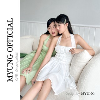 MYUNG - Đầm yếm cúp xoè dây nơ to - AURORA DRESS