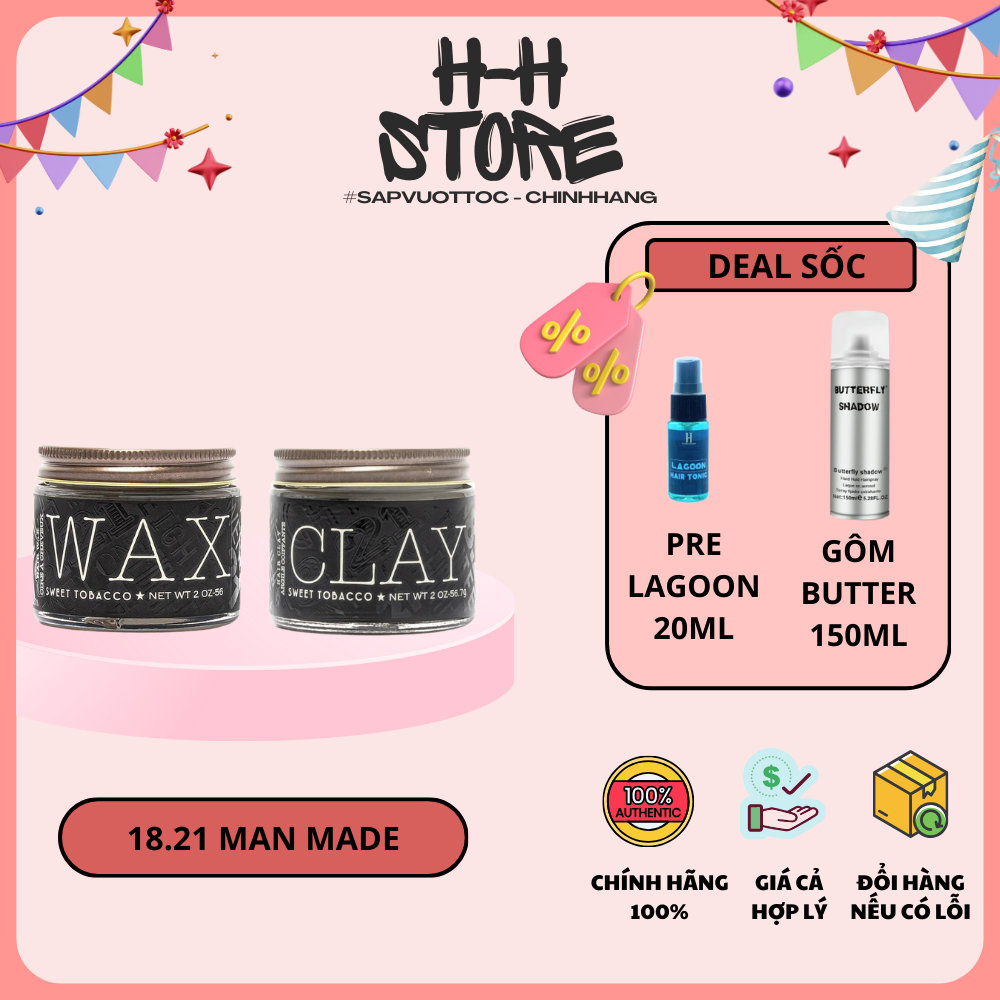 [ CHÍNH HÃNG ] Sáp vuốt tóc 18.21 Man Made Wax/Clay