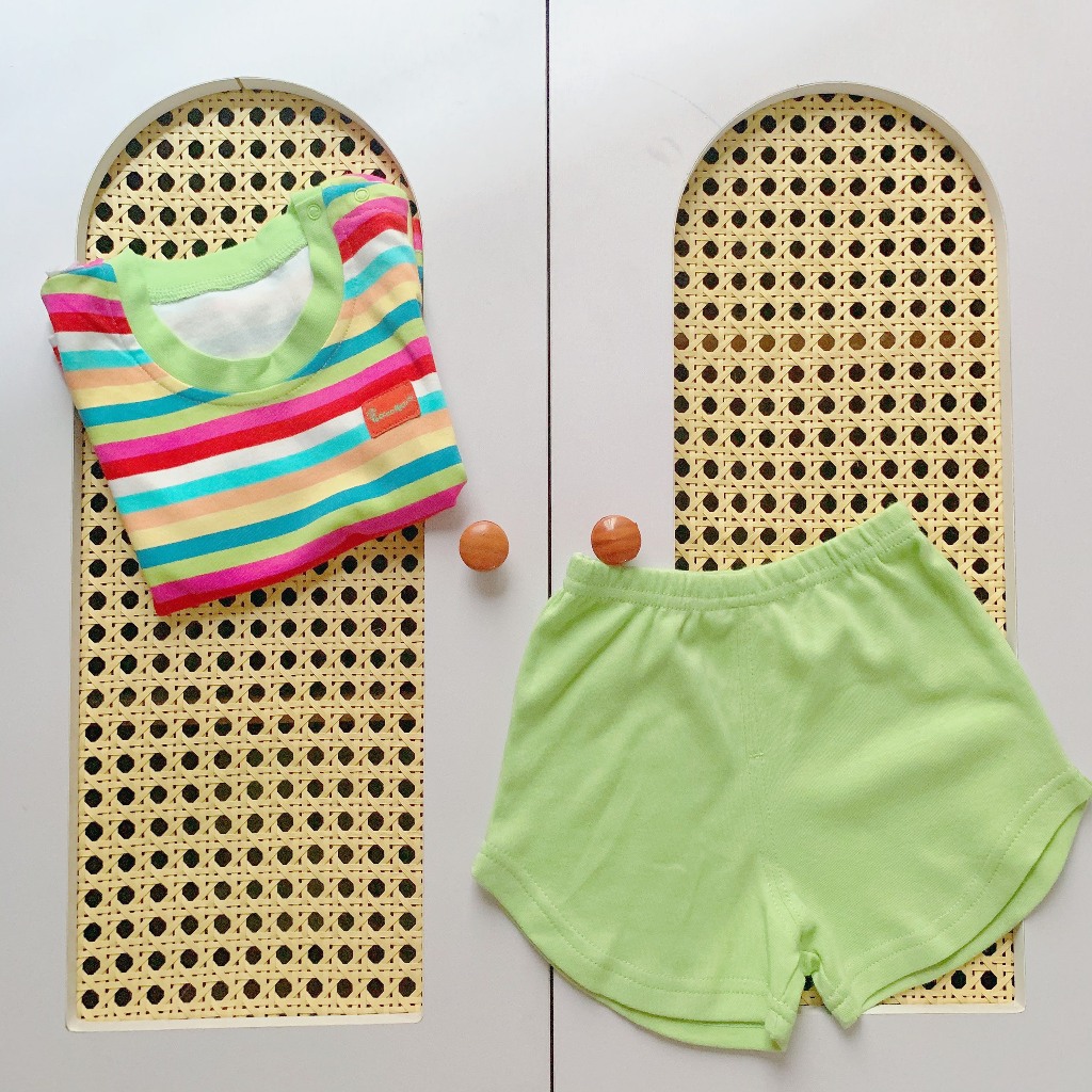 Bộ Thun Cộc Tay chất liệu cotton 100%, co giãn thấm hút hồ hôi, hàng đẹp đáng yêu cho bé trai bé gái