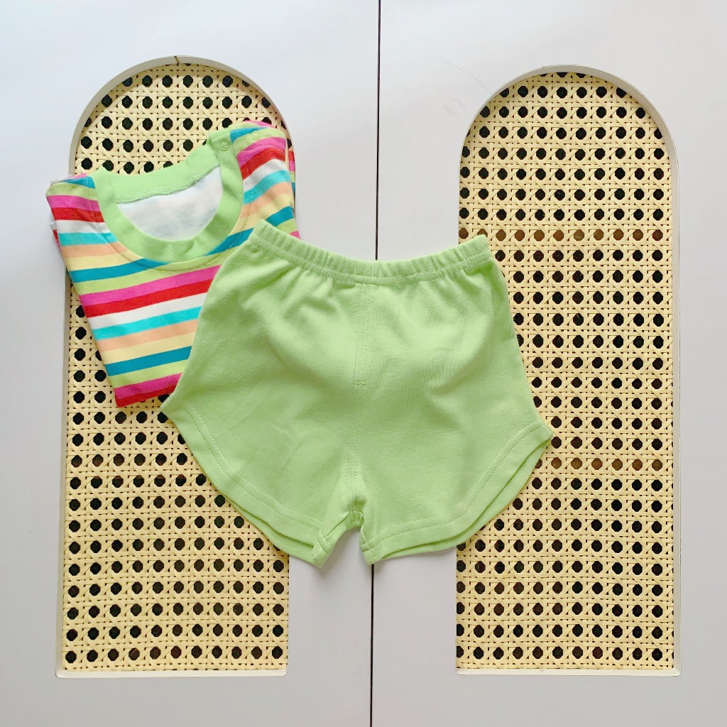 Bộ Thun Cộc Tay chất liệu cotton 100%, co giãn thấm hút hồ hôi, hàng đẹp đáng yêu cho bé trai bé gái