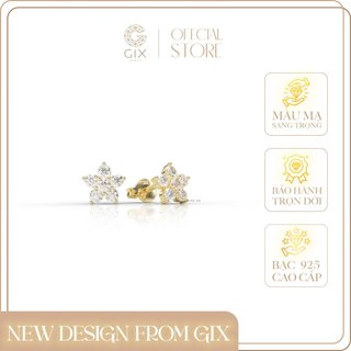 Bông tai hoa mai bạc thật Gix Jewel mạ vàng đính đá tấm hoa nhỏ xinh SPGBT55