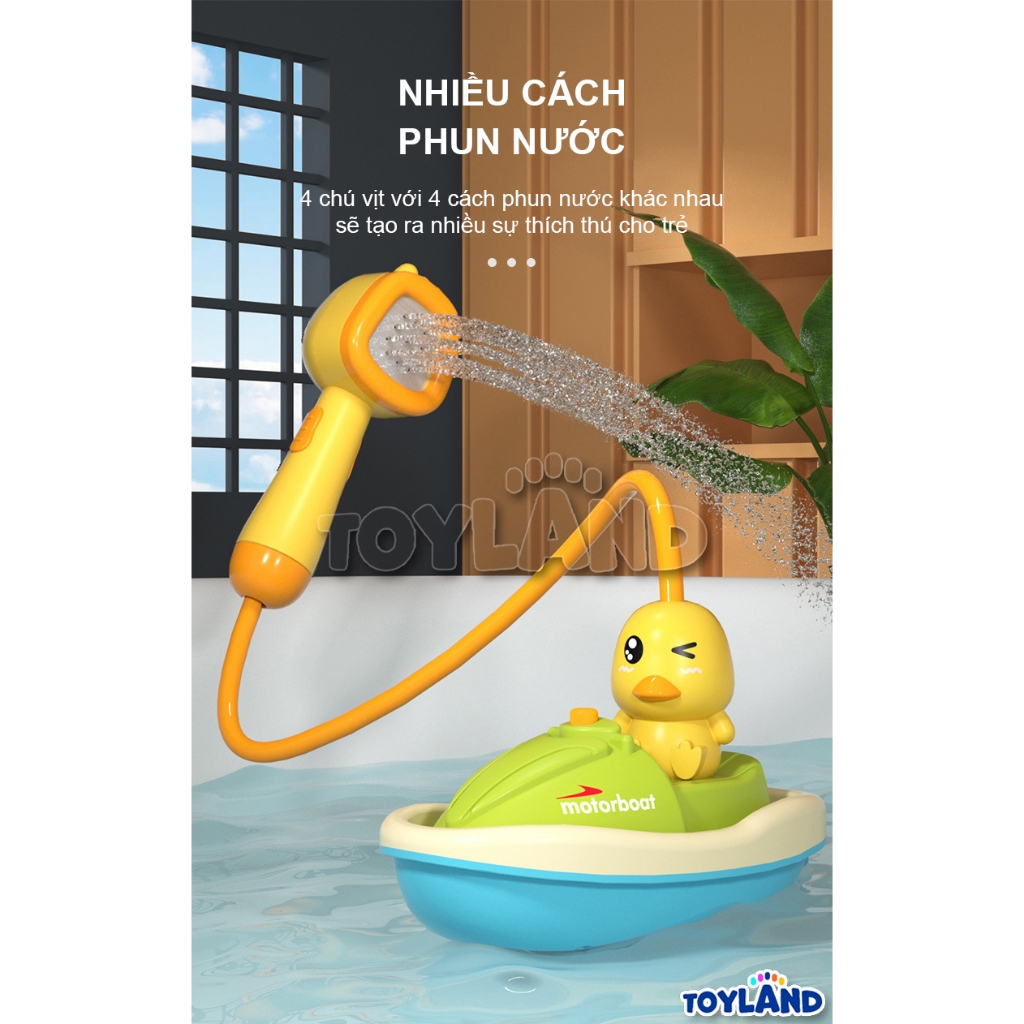 Đồ Chơi Nhà Tắm Mô Tô Vịt Vàng Phun Nước Tự Động TOYLAND Thú Vị Đáng Yêu, Giúp Trẻ Yêu Thích Việc Đi Tắm