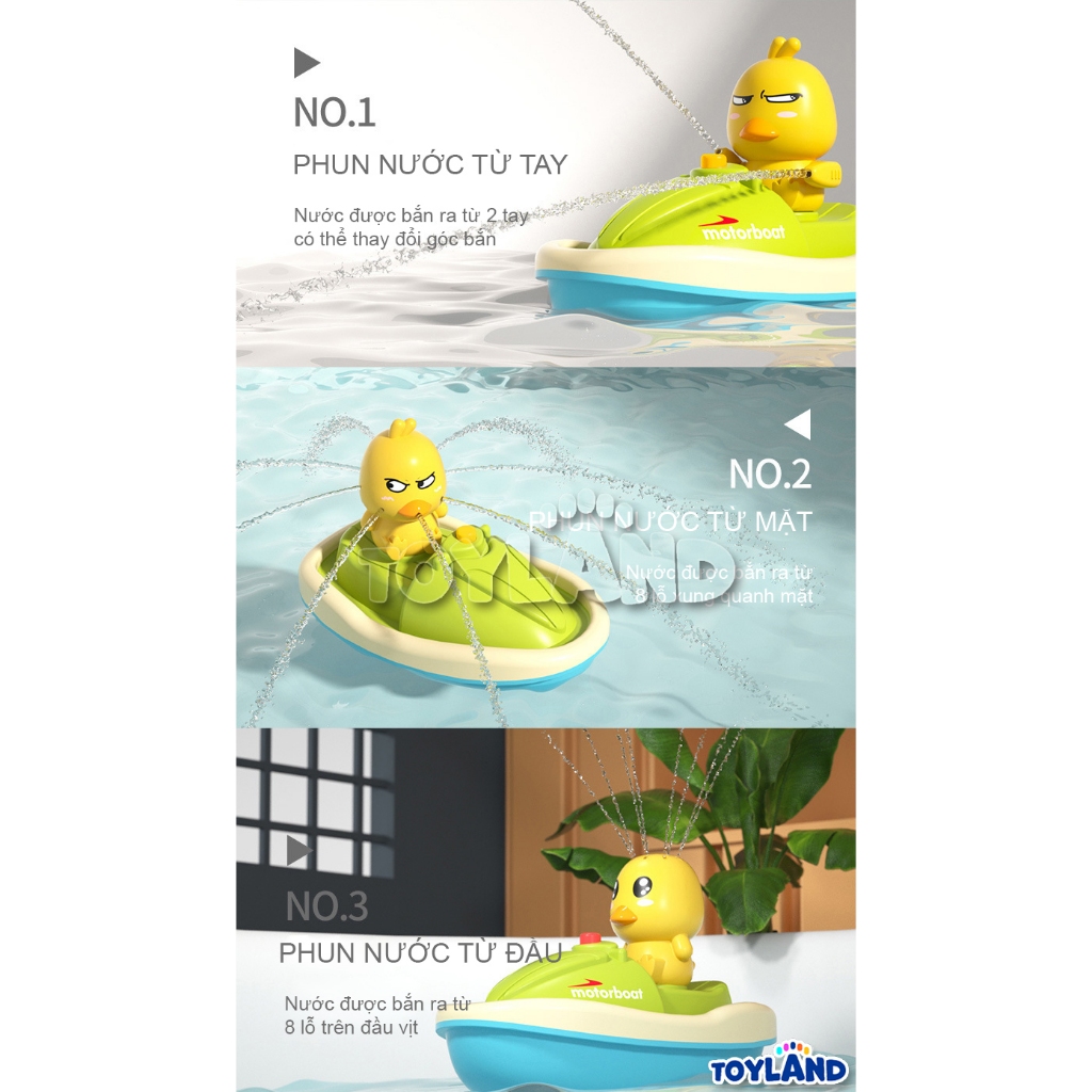 Đồ Chơi Nhà Tắm Mô Tô Vịt Vàng Phun Nước Tự Động TOYLAND Thú Vị Đáng Yêu, Giúp Trẻ Yêu Thích Việc Đi Tắm