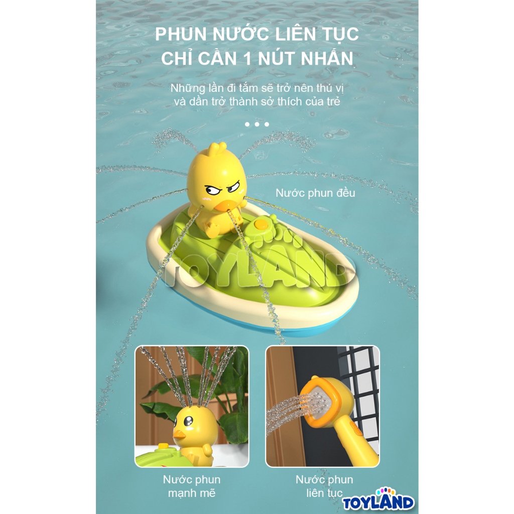 Đồ Chơi Nhà Tắm Mô Tô Vịt Vàng Phun Nước Tự Động TOYLAND Thú Vị Đáng Yêu, Giúp Trẻ Yêu Thích Việc Đi Tắm