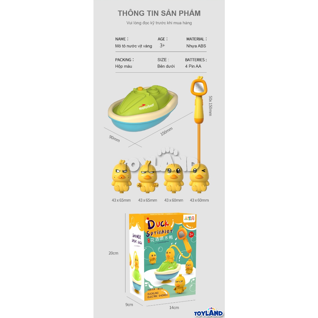 Đồ Chơi Nhà Tắm Mô Tô Vịt Vàng Phun Nước Tự Động TOYLAND Thú Vị Đáng Yêu, Giúp Trẻ Yêu Thích Việc Đi Tắm