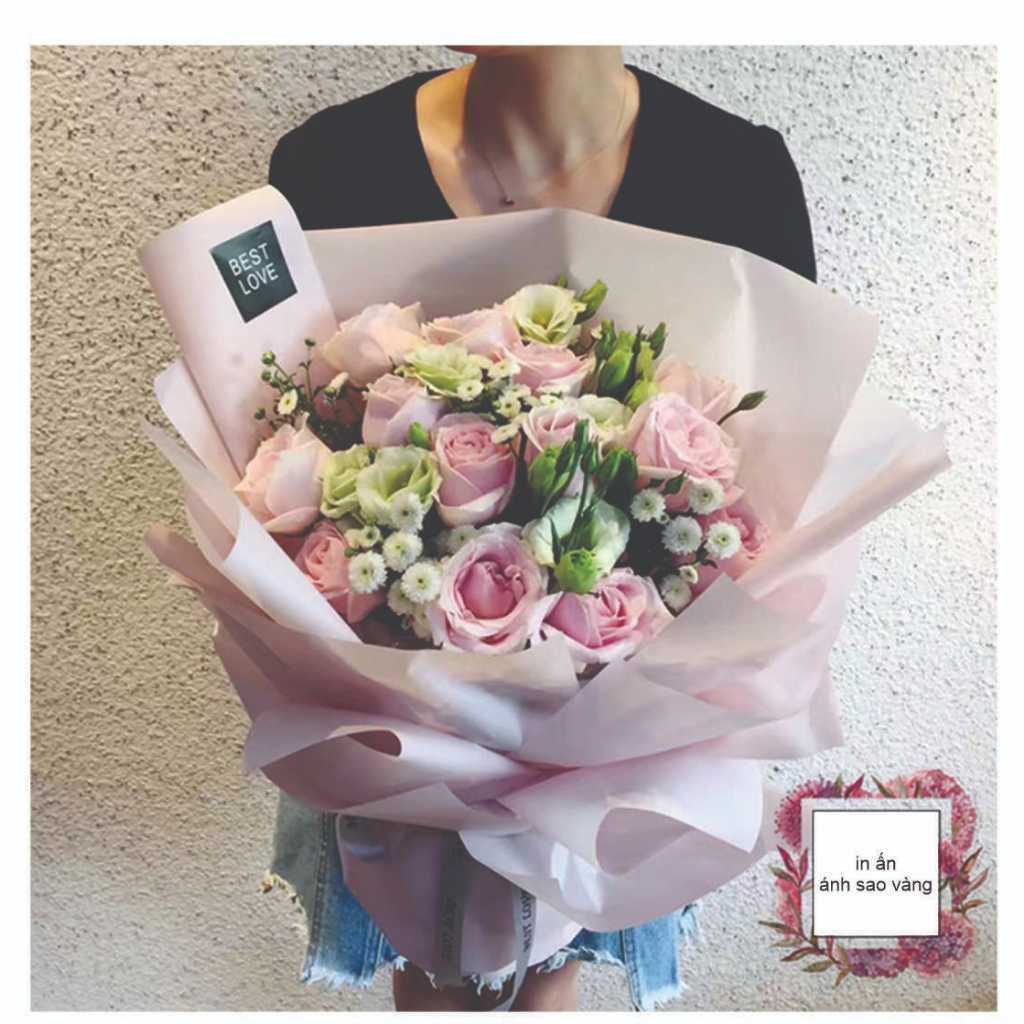 Giấy gói hoa chống thấm nước bóng mờ 2 mặt 1 màu cực xinh