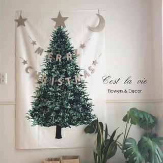 Tranh Vải Cây Thông Noel Trang Trí Decor Chụp Hình Giáng Sinh Fishy Decor