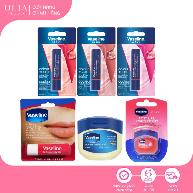 Son Dưỡng Mềm Môi Vaseline Lip Therapy, Colour+Care, Sáp Dưỡng Đa Năng Pure Petroleum Jelly