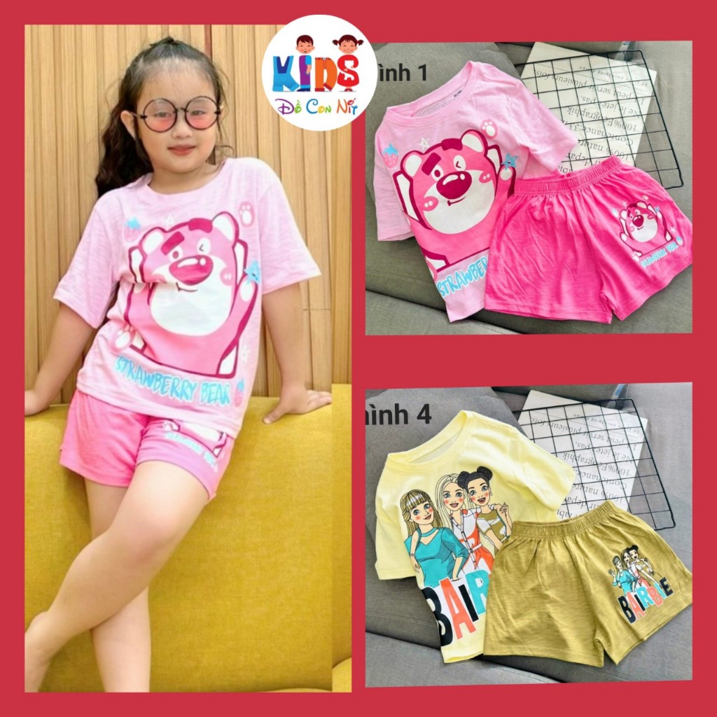 Set bộ thun cotton quần đùi siêu yêu cho bé gái - Đồ bộ trẻ em