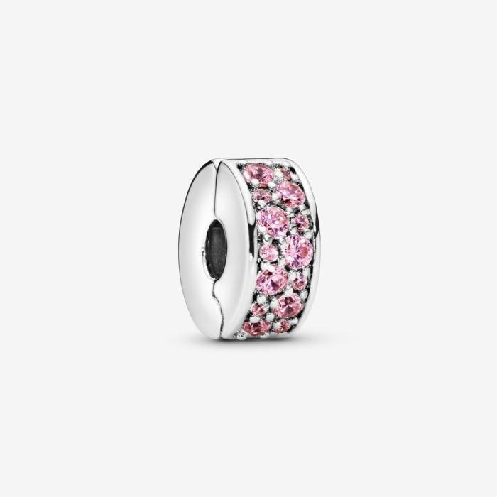 Charm chặn Pandora Pink Pavé Clip Charm 1159 - Chuẩn Bạc S925