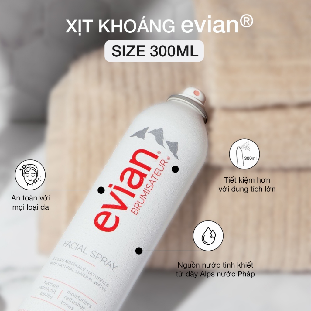 Xịt khoáng Cung Cấp Ẩm Và Làm Dịu Da Evian