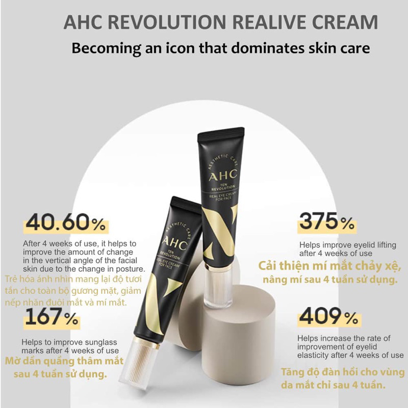 Kem mắt AHC Ten Revolution Real Eye Cream For Face