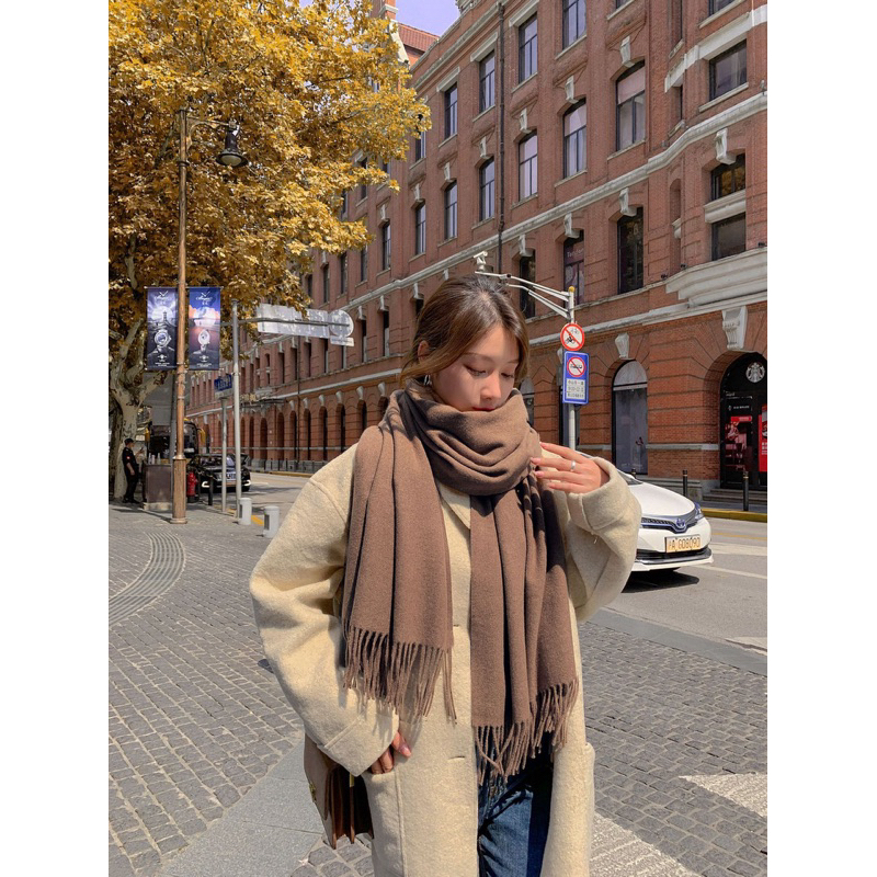 Khăn quàng cổ nữ nam unisex, khăn len dạ trơn Cashmere khổ to 200x66cm, khăn len choàng cổ nữ thời trang