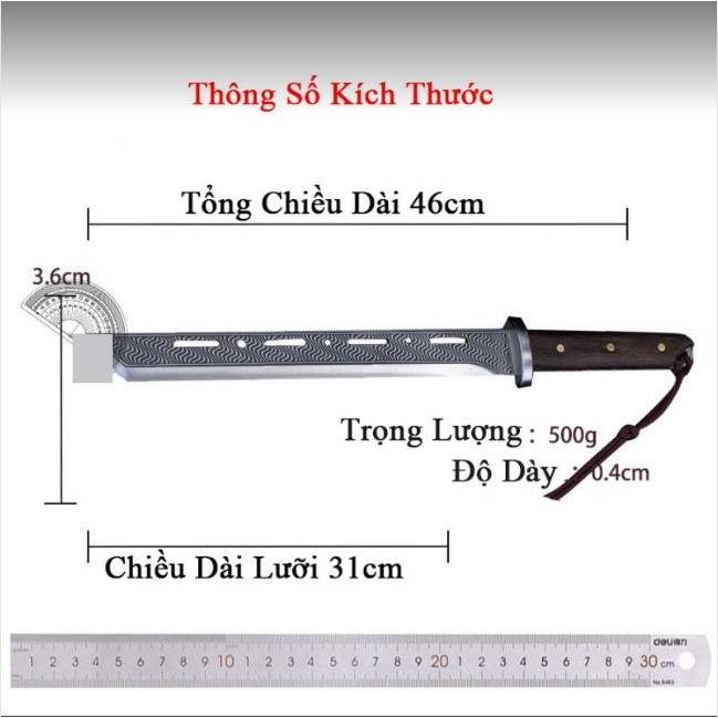 Dao Chặt Xương Hắc Long Nguyên Khối Chặt Thái Chất Liệu Thép Mangan Chiều Dài 45cm Jodily Starhome