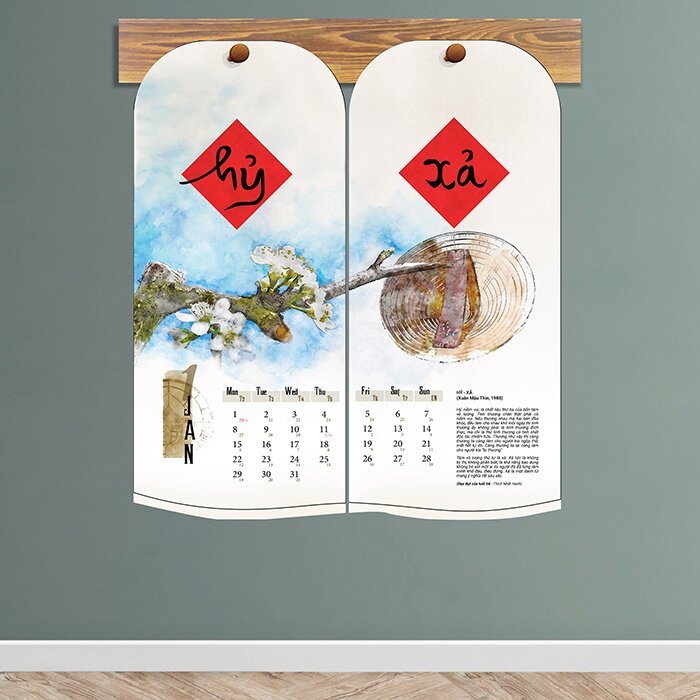 Lịch treo tường 2024 Thư Pháp Làng Mai Xuân Giáp Thìn - Câu đối Tết - Thiền sư Thích Nhất Hạnh